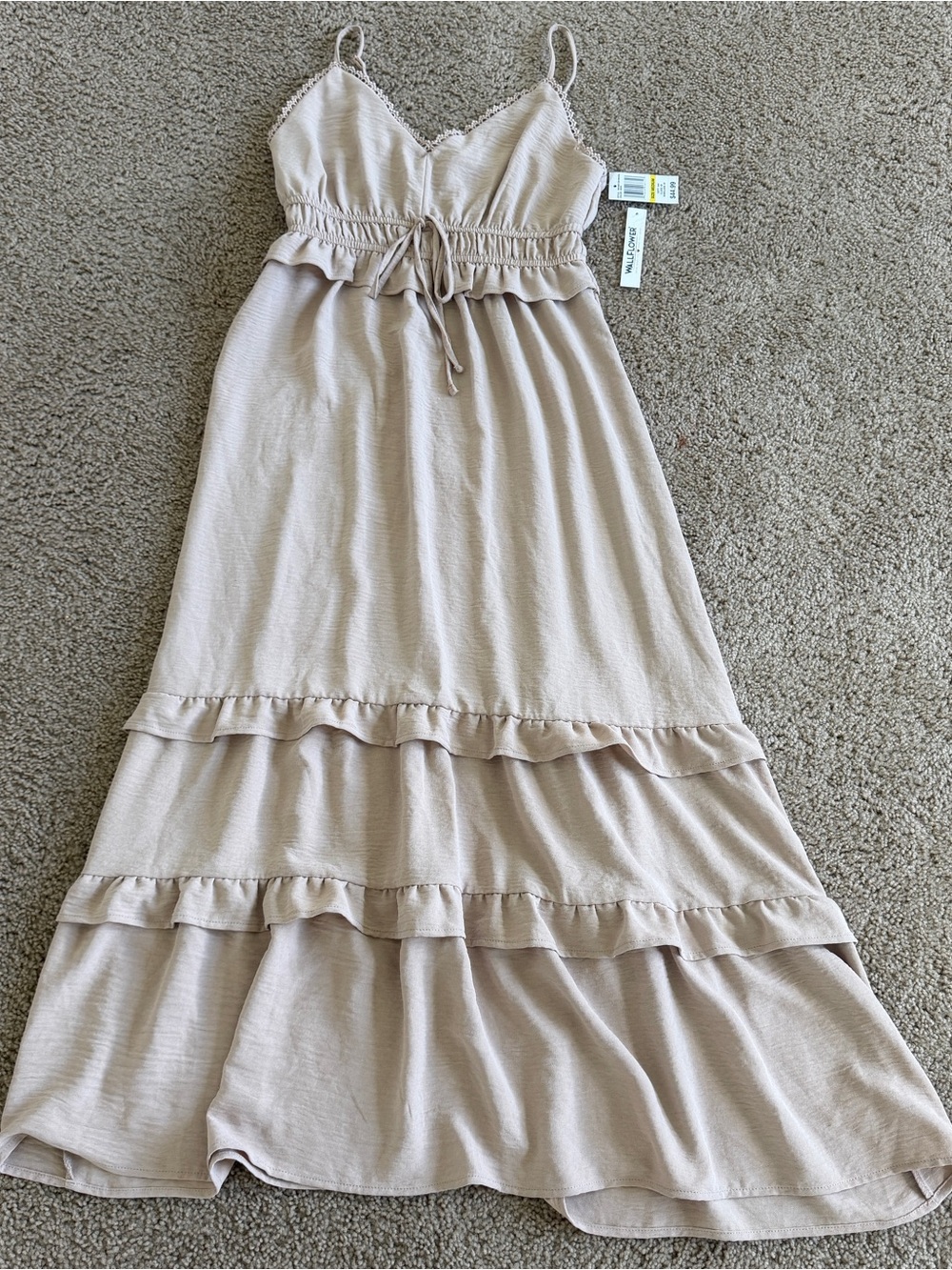 Wallflower Light Beige Ruffle-Tiered Maxi Dress/Skirt